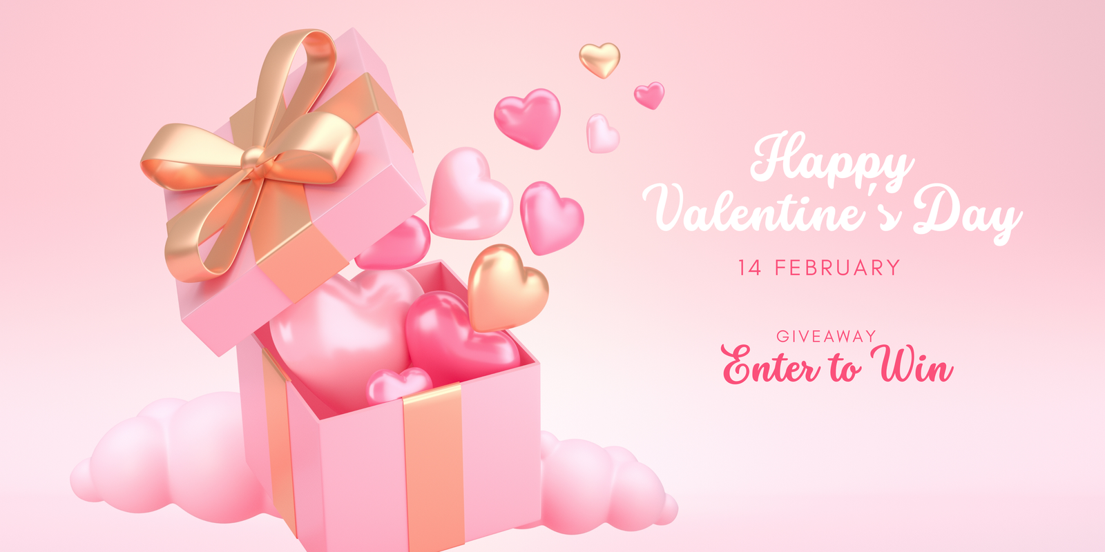 Pink Aesthetic Elegant Valentine's Day Giveaway Banner